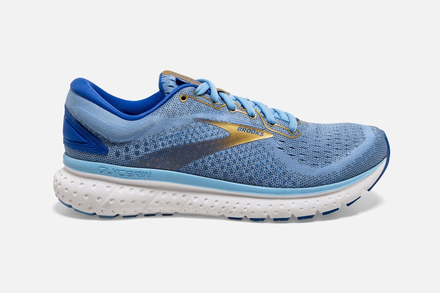 Brooks Running Shoes Womens Blue/Gold - Glycerin 18 Road - 6149-QDHIG